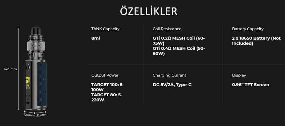 Vaporesso Target 200 Özellikleri